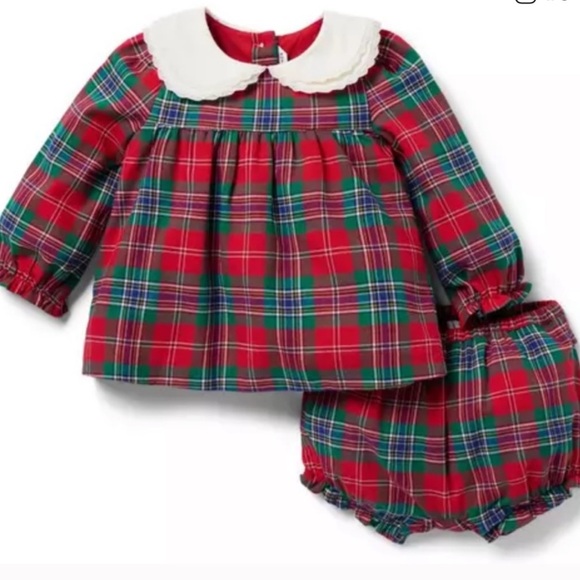 Janie and Jack Other - Janie and Jack Plaid Baby Outfit with Ruffled Collar